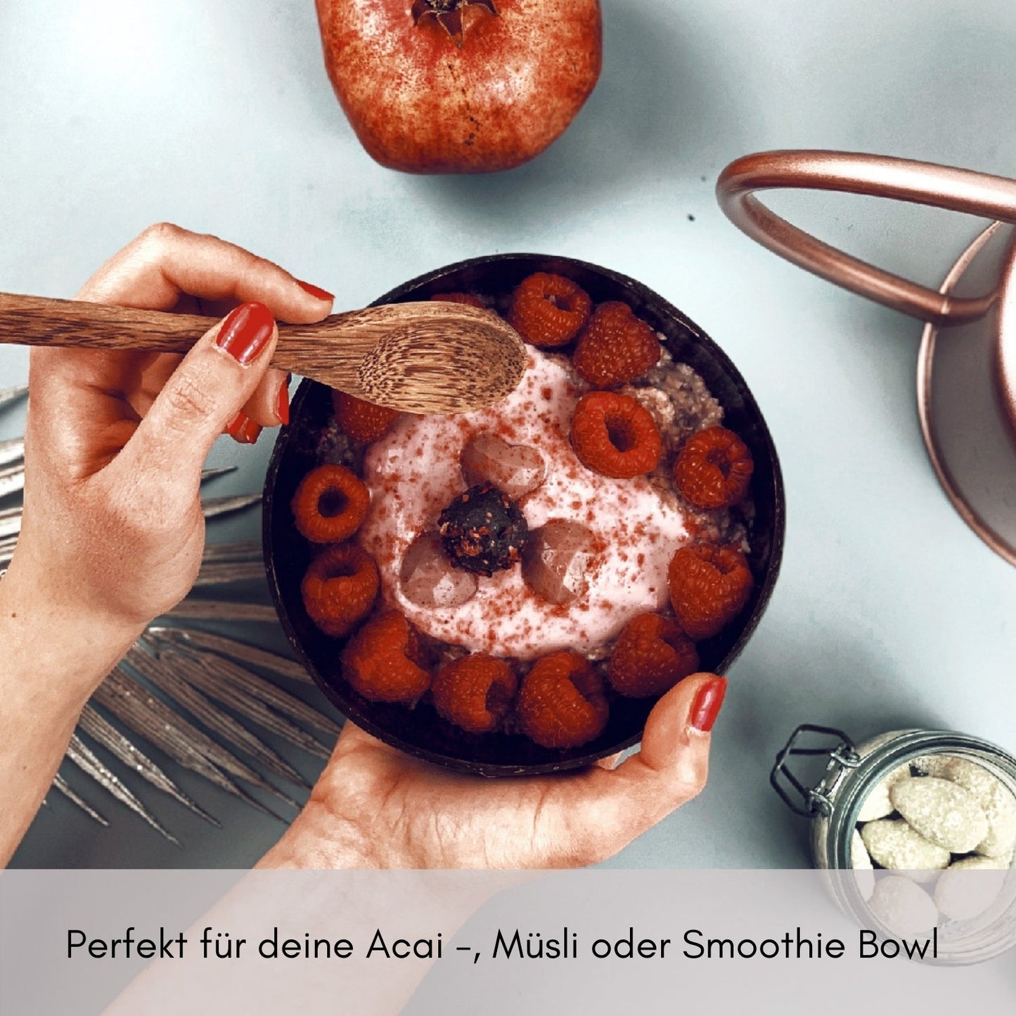 ARUBA - Kokosnuss Schale Pink Bowl inkl. Rezepte E-Book und Schalen Halter Meer Coco